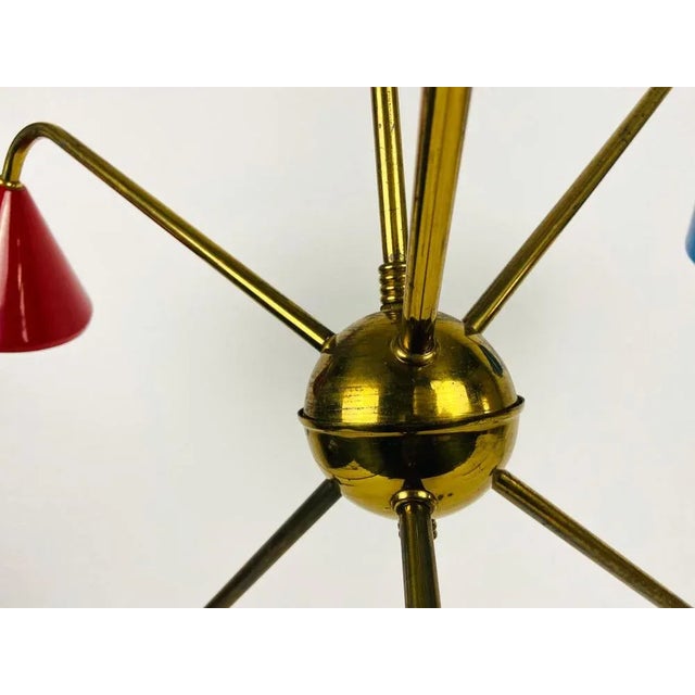 Italian Brass 3-Arm Chandelier from Arredoluce, Italy, 1950s For Sale - Image 12 of 18