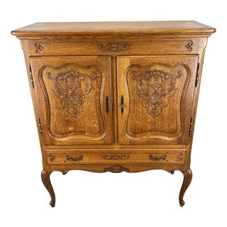 Vintage French Buffet in Carved Oak For Sale