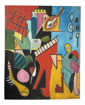 1950s Postmodern Style Abstract Oil Painting