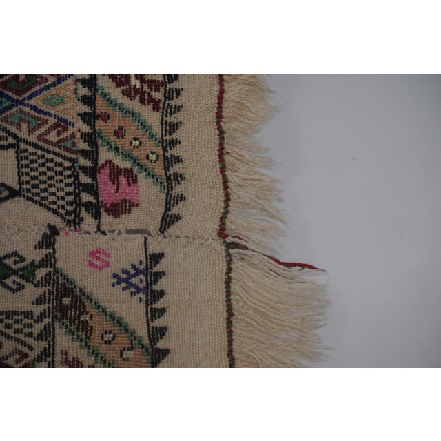 Textile Mid 20cty Diamond Pattern Jajim Kilim With Muted Colors 5'6'' X 7'6'' For Sale - Image 7 of 10