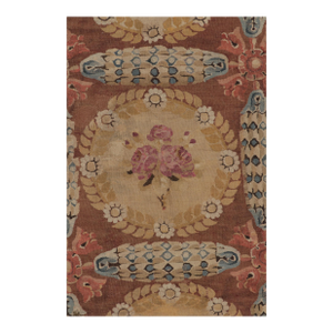 Antique 19th Century Aubusson Square Rug With Bold Floral Medallion - Rug & Kilim