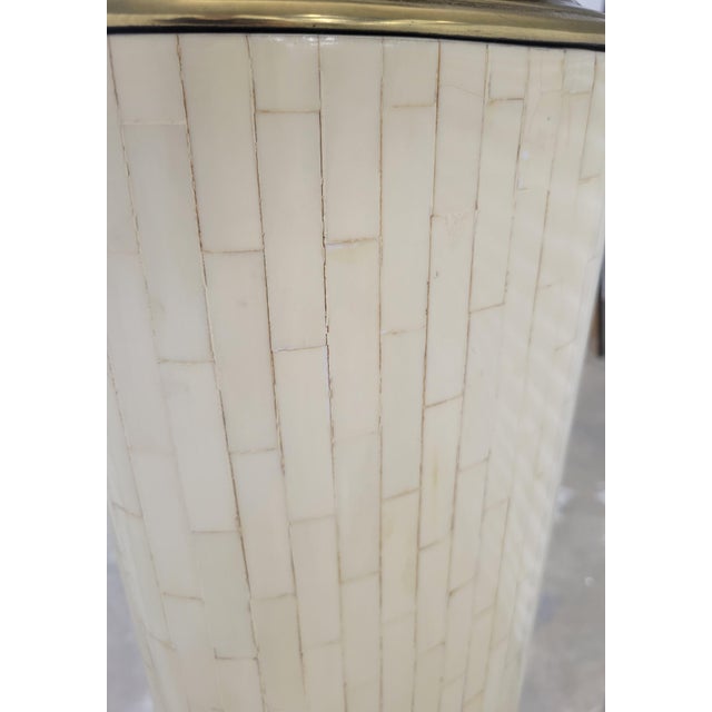 Vintage Tesselated Tile Mid Century Modern Brass Cap Floor Lamp in the Manner of Karl Springer by Fine Arts Lamps For Sale - Image 9 of 12