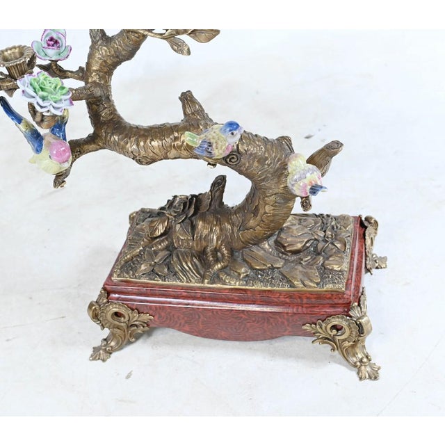 French Bronze Branches with Porcelain Birds and Flowers, Set of 2 For Sale - Image 18 of 18