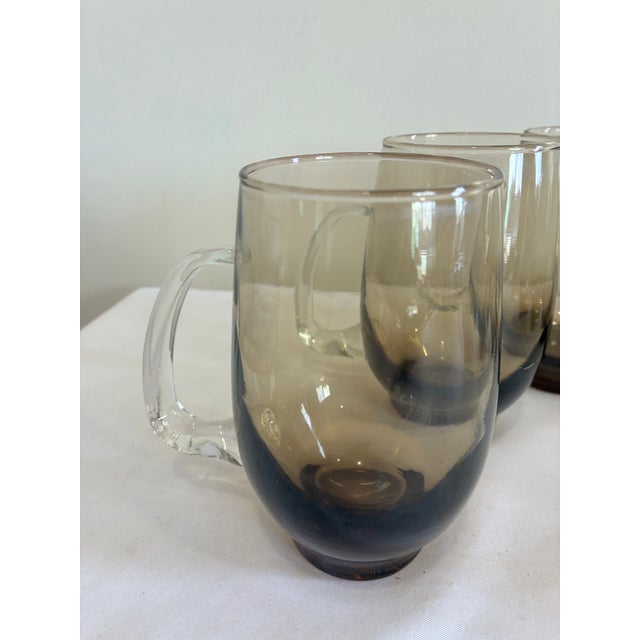 Libbey Glass Co. 1970s Mid-Century Modern Libbey “Tempo” Smoked Ombre Glass Mugs – Set of 6 For Sale - Image 4 of 11