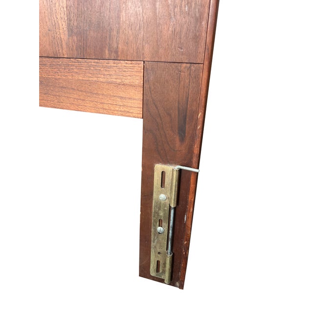 Wood Mid Century Modern Vintage Low King Headboard Walnut With Black Accent For Sale - Image 7 of 7