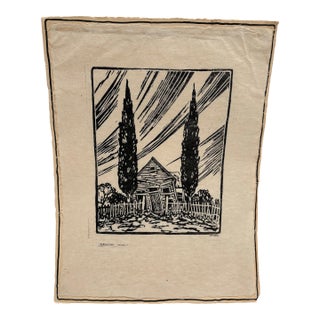 Vintage “Haunted House“ Otheto Artisan Relief Print For Sale