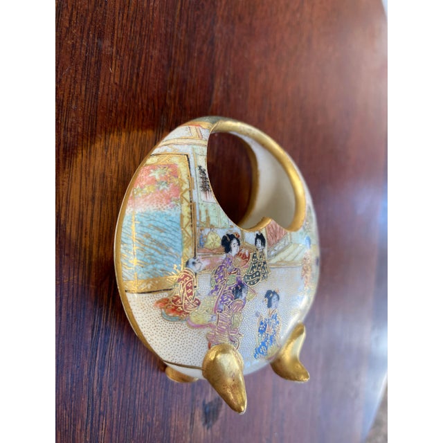 Ceramic Early 20th Century Meiji Period Satsuma Mini Moon Vase With Fujisan Mark For Sale - Image 7 of 8