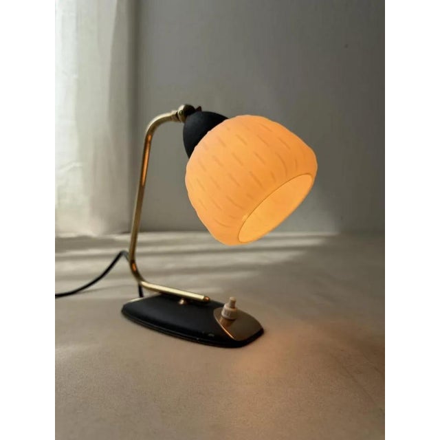 Gold Vintage Brass and Frosted Glass Table Lamp For Sale - Image 8 of 11