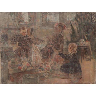 Soviet Children Portraits Oil Painting Original Ukrainian Artist Sokolovsky G. 100-132 1960s For Sale