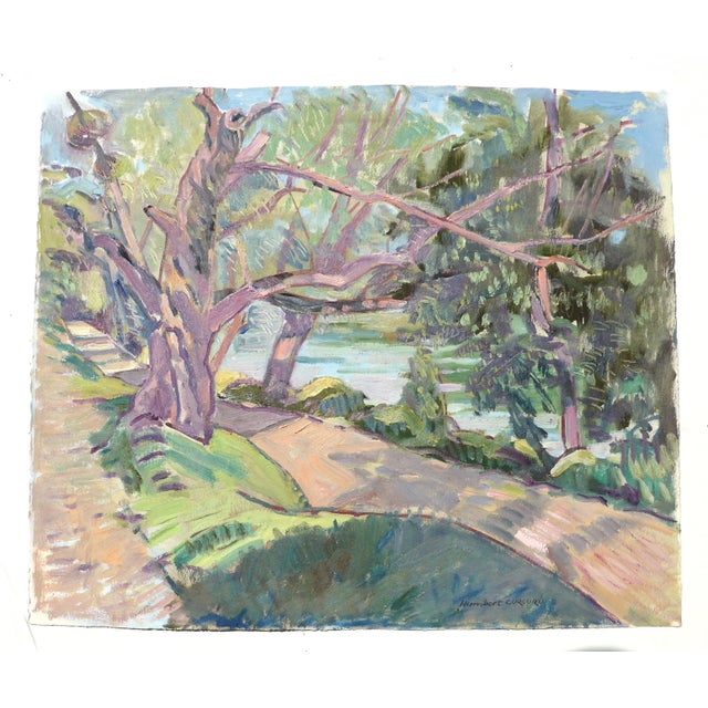 2020s Trees by the River Seine in France. Oil Painting by Listed French Artist For Sale - Image 5 of 6