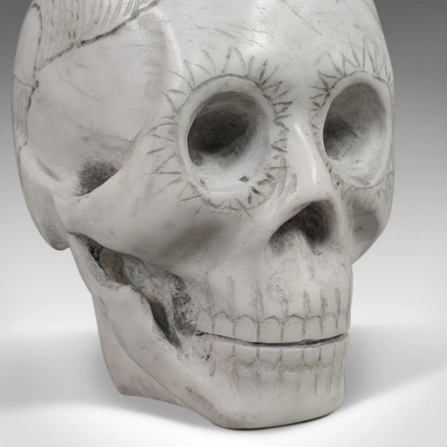 20th Century Marble Carved Decorative Skull Ornament For Sale - Image 10 of 13