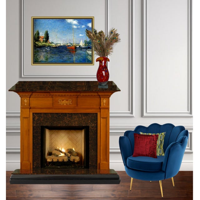 Murano Art Glass Red Polychrome Oval Patterned Clam Shaped Lip Vase For Sale - Image 10 of 12