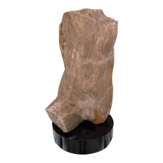 1970s Contemporary Marble Carved Sculpture of a Male Torso 19 Tall by Eric Pasquini For Sale