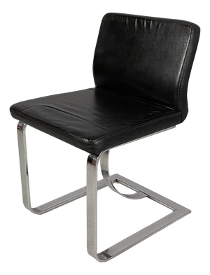 Italian Modern Chair in Black Leather and Steel, 1980s