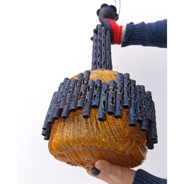 Brutalist Pendant Lamp attributed to Marcello Fantoni, 1960s For Sale - Image 9 of 13
