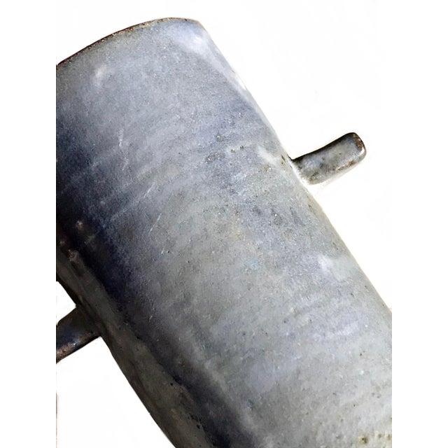 1970s Signed 1970s Mid Century Blue Drip Ceramic Vase / Modernist Art Studio Pottery For Sale - Image 5 of 9