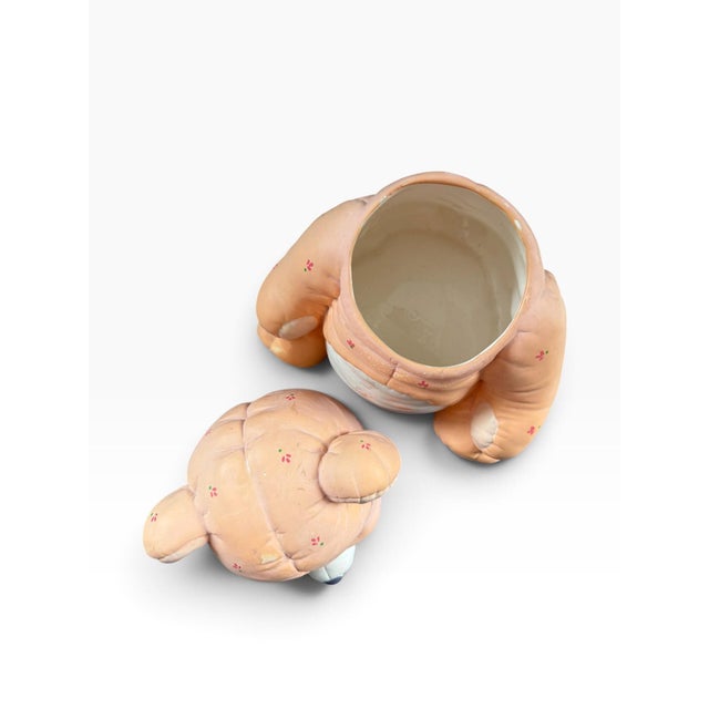 Late 20th Century Vintage Pink Teddy Bear Cookie Jar, Ceramic, Made in Taiwan For Sale - Image 5 of 6