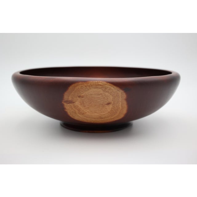 Large Vintage Turned Mahogany Bowl For Sale - Image 4 of 6
