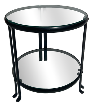 Round Wrought Iron Table with Double Glass Shelf, 1990