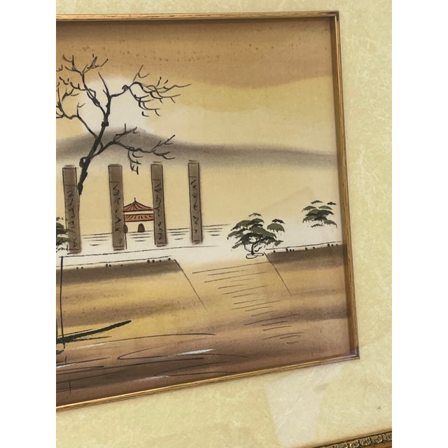Framed and Signed Blackwood Gallery Traditional Japanese Landscape Fine Art Original Mid Century For Sale - Image 4 of 11
