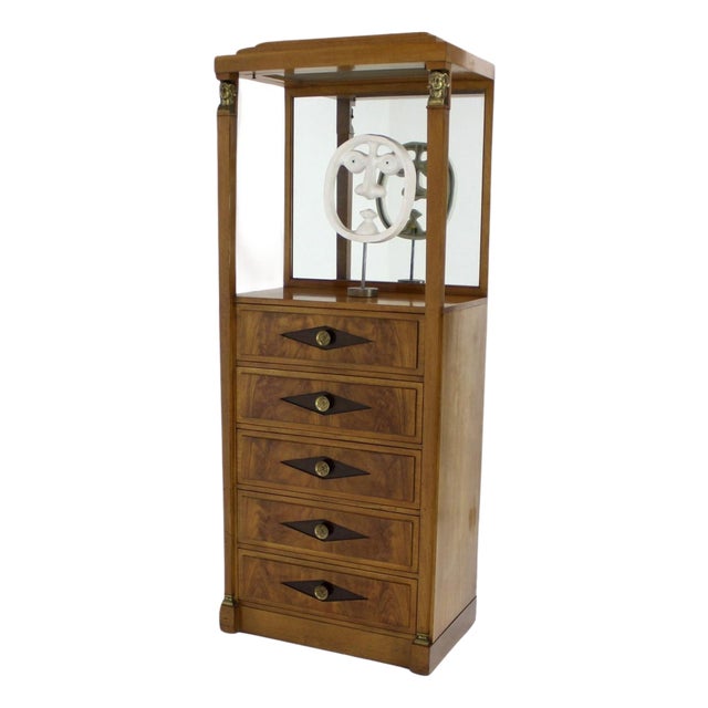 Empire Style Vitrine Light Up Display Cabinet Pedestal Chest of Drawers NINT! For Sale