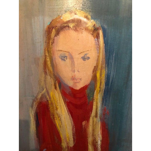 Large Mid Century Portrait of a Girl For Sale - Image 4 of 12