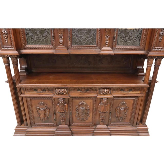 Wood Early 1900's Antique Monumental, Fine Carved, Renaiss. Revival, Walnut Sideboard! For Sale - Image 7 of 7