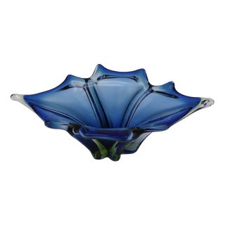 Large Mid-Century Sommerso Murano Glass Bowl, 1970s For Sale