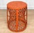 - Original 1970’s Natural Wicker Plant Stand - Aged Orange Painted Finish with Character Throughout - Woven Cane Body with...