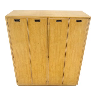 Blond Walnut Side by Side 4 Doors Two Compartment Chest Drawers Dresser For Sale