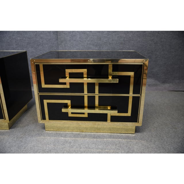 Wooden Bedside Tables in Black Glass from Justfurnituress SRL, Set of 2 For Sale - Image 6 of 13