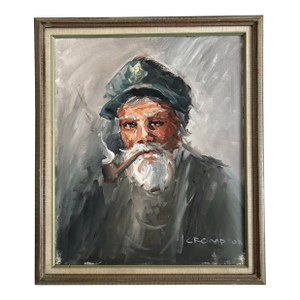Vintage Impressionist Oil Painting Portrait of an Old “Salty Dog” Sailor