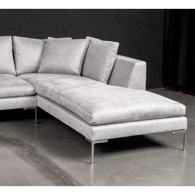 B&B Italia B&b Italia Gray Suede Upholstered Sectional Sofa For Sale - Image 4 of 14