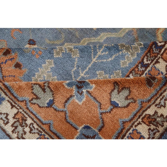 Vintage Turkish Oushak Blue Rug by Keivan Woven Arts 9′8″ × 13′3″ For Sale - Image 11 of 12