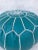 Contemporary Blue Turquoise Moroccan Leather Pouf Cover For Sale - Image 3 of 9