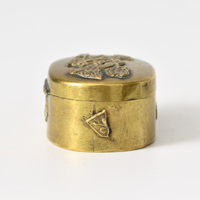 Antique Meiji Japanese Brass Pill Box, 1890s For Sale - Image 9 of 12