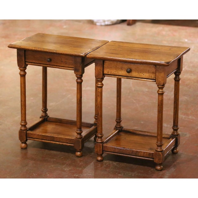 Decorate a bedroom, living room, or study with this charming pair of antique side tables. Crafted in France circa 1960 and...