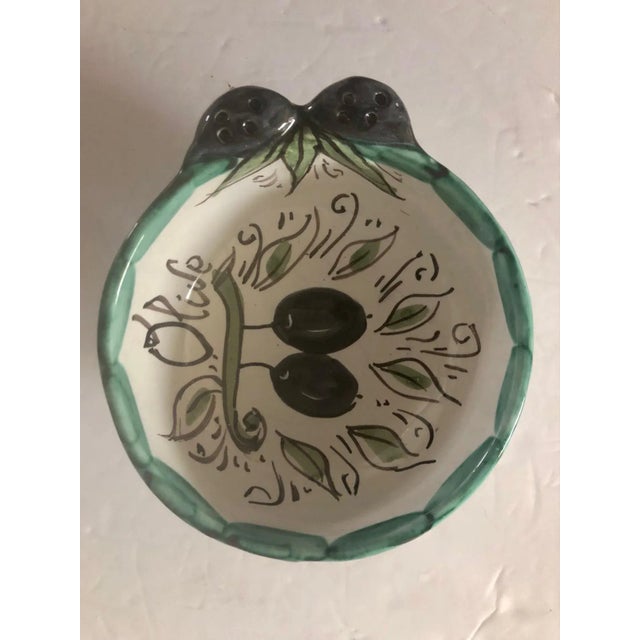 Italian Handpainted Olive Girasole Ceramic Serving Bowl For Sale - Image 6 of 7