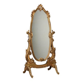 Carved Wooden Psyche Mirror For Sale