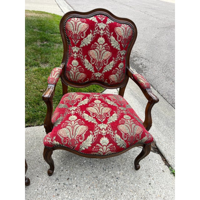 1990s 1990s Maitland-Smith Furniture Louis XV Bergere Upholstered Carved Chairs- a Pair For Sale - Image 5 of 13