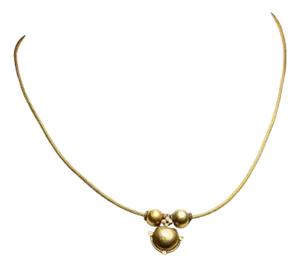 18k Gold Hand-Rolled Chain With Gold Pendant