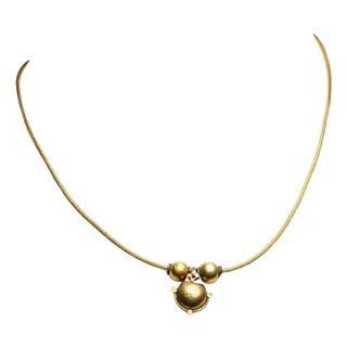 1990s 18K Gold Hand-Rolled Chain with Gold Pendant For Sale