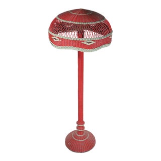 Antique Wicker Floor Lamp C 1920/1930's For Sale