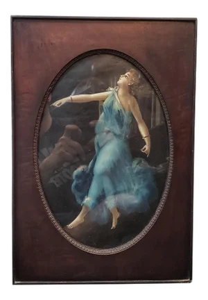 Mid 19th Century Italian Pompeiian Dancing Maenad Oil Painting on Wood Panel Set in a Mahogany Frame