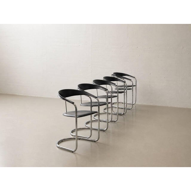 Black Canasta Cantilever Chairs by Arrben, Italy, 1980s, Set of 6 For Sale - Image 8 of 18