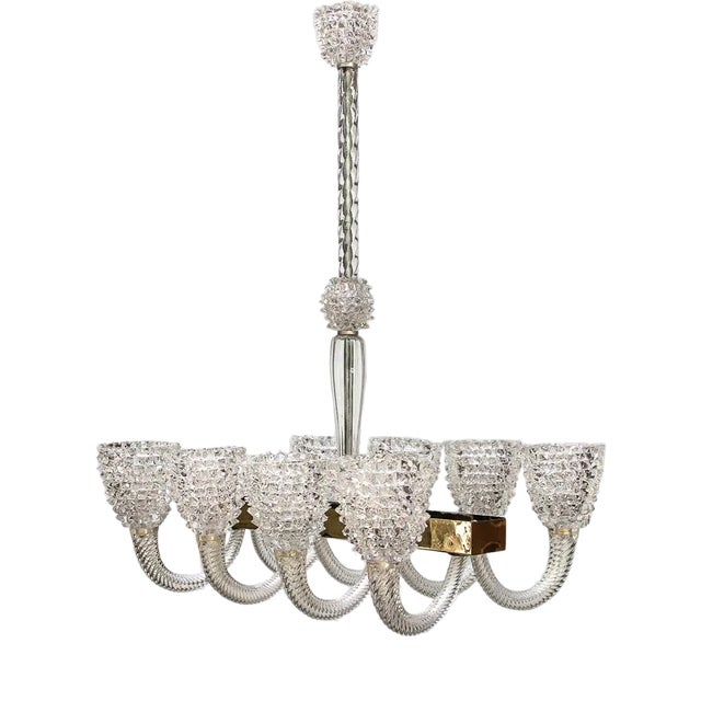 Rostrato Murano Glass Chandelier by Barovier and Toso, 1940s For Sale