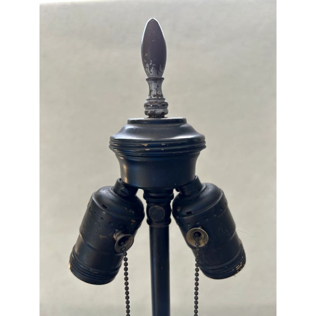 Antique Chinese Bronze Relief Dragon Vase Double Socket Table Lamp For Sale - Image 9 of 12