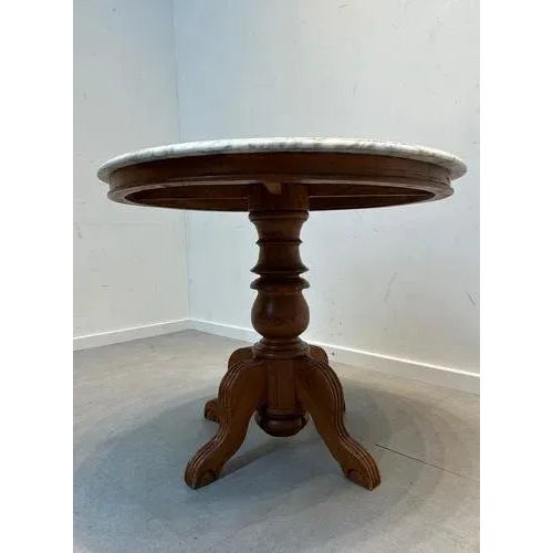 Round Marble Pedestal Table For Sale - Image 4 of 5