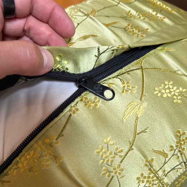 Textile Chartreuse Silk Meditation Cushion For Sale - Image 7 of 11