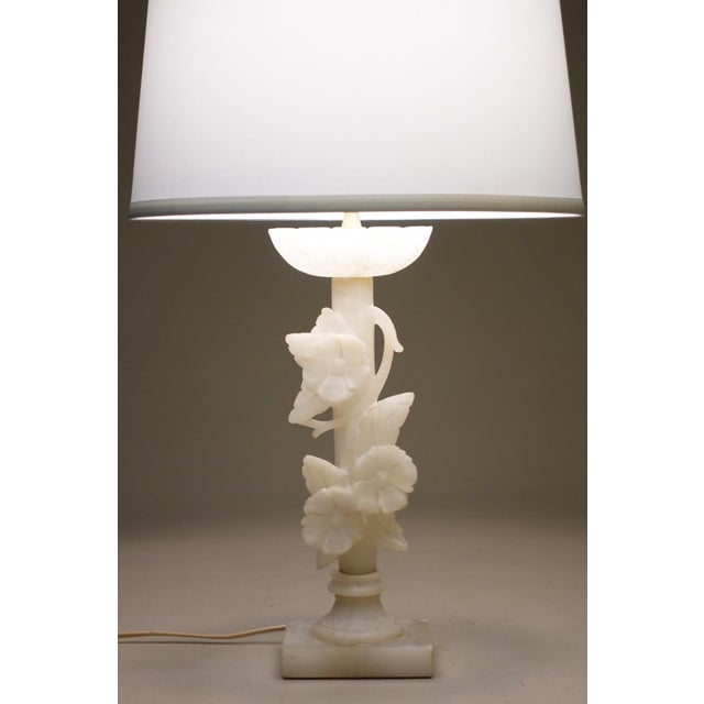A sophisticated and elegant milky White Alabaster Marble & Brass Neoclassical Urn table lamp designed and manufactured in...